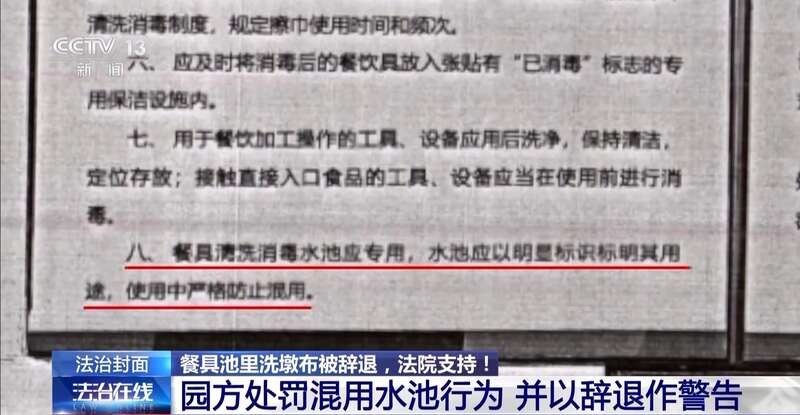 一名厨工在幼儿园洗碗池里洗墩布被辞退法院：支持！儿童安全重于一切(图6)
